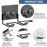 HASTHIP Hair Dryer Stand for Bathroom with Plug Holder featuring Self Adhesive Mount | Stainless Steel Wall Organizer in Black