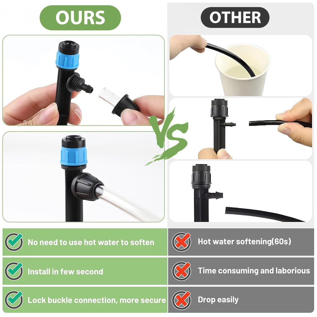 HASTHIP Garden Drip Irrigation Drippers for Plants featuring 30 pcs 360° Adjustable Stakes