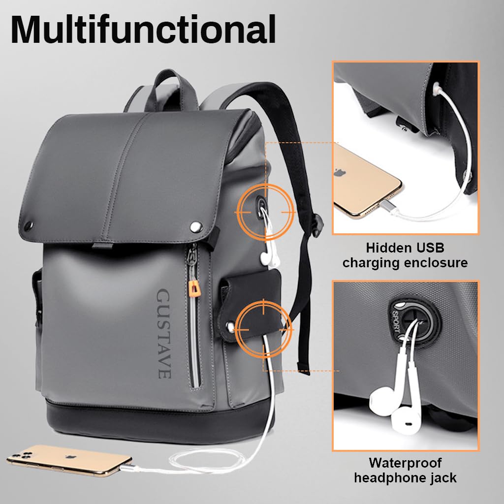 HASTHIP® 15.6 Inch Laptop Backpack for Men, Premium Durable Waterproof Polyester Laptop Bag with USB Charging Port