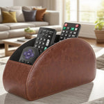 HASTHIP Remotes Organizer for Desk and Living Room featuring 5 Compartments | PU Leather Holder