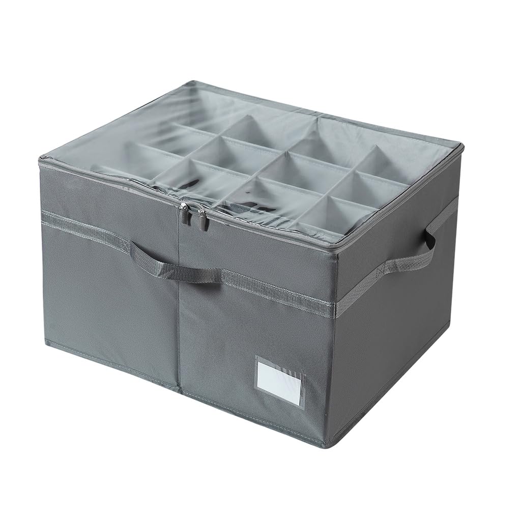 HASTHIP Shoe Organizer Box for Multi Shoes with 16 Grid Divider Panels and 45L Oxford Cloth