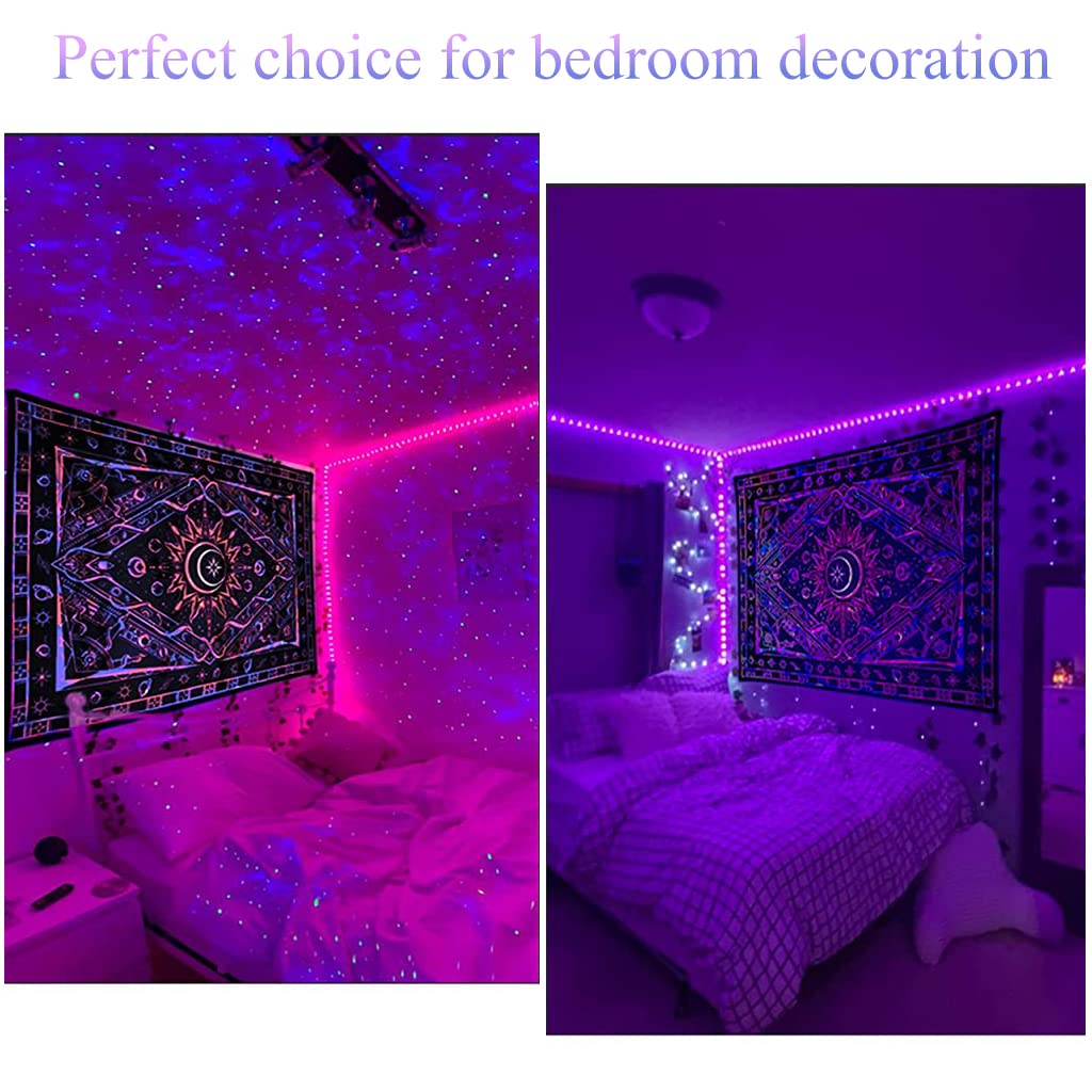 HASTHIP Sun and Moon Tapestry for Wall Decor with UV Light Reactive Glow 51 x 59 in Polyester