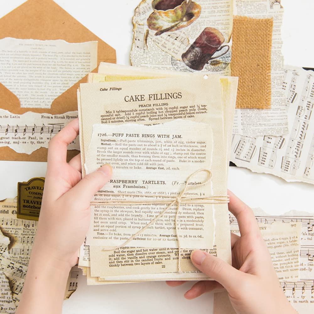 HASTHIP Scrapbook Decorative Materials for Journals and Crafts featuring 114 pcs Vintage Paper Pack | Gold Ephemera Pages 4.5 x 7 in