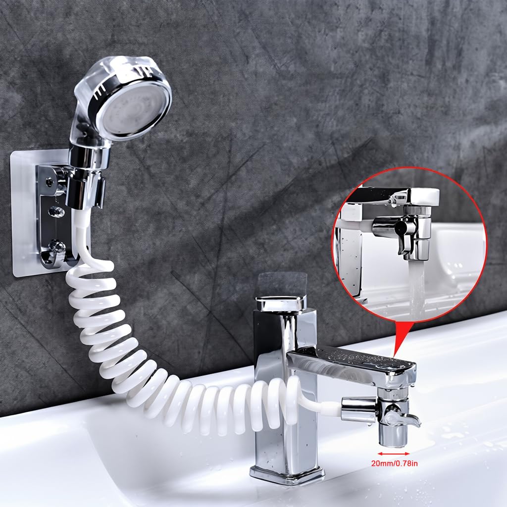HASTHIP Pressurized Sink Sprayer Attachment for Kitchen and Bathroom with 1.5 m Hose | No-Drill Holder and Alloy Diverter Valve