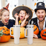 HASTHIP Halloween Silicone Straw Caps for 10mm Reusable Straws featuring Pumpkin and Ghost Designs