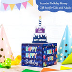 Birthday Money Box for Cash Gift, Surprise Money Pull Out Game for Parties, Pull Out Happy Birthday Day Card and 100Pcs Transparent Bags, Fun Ways to Give Cash as A Gift