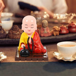 HASTHIP Solar Powered Buddha Figurine for Car or Desk with Moving Head and Hand | 7.5x7.5x9.5cm ABS Meditation Ornament