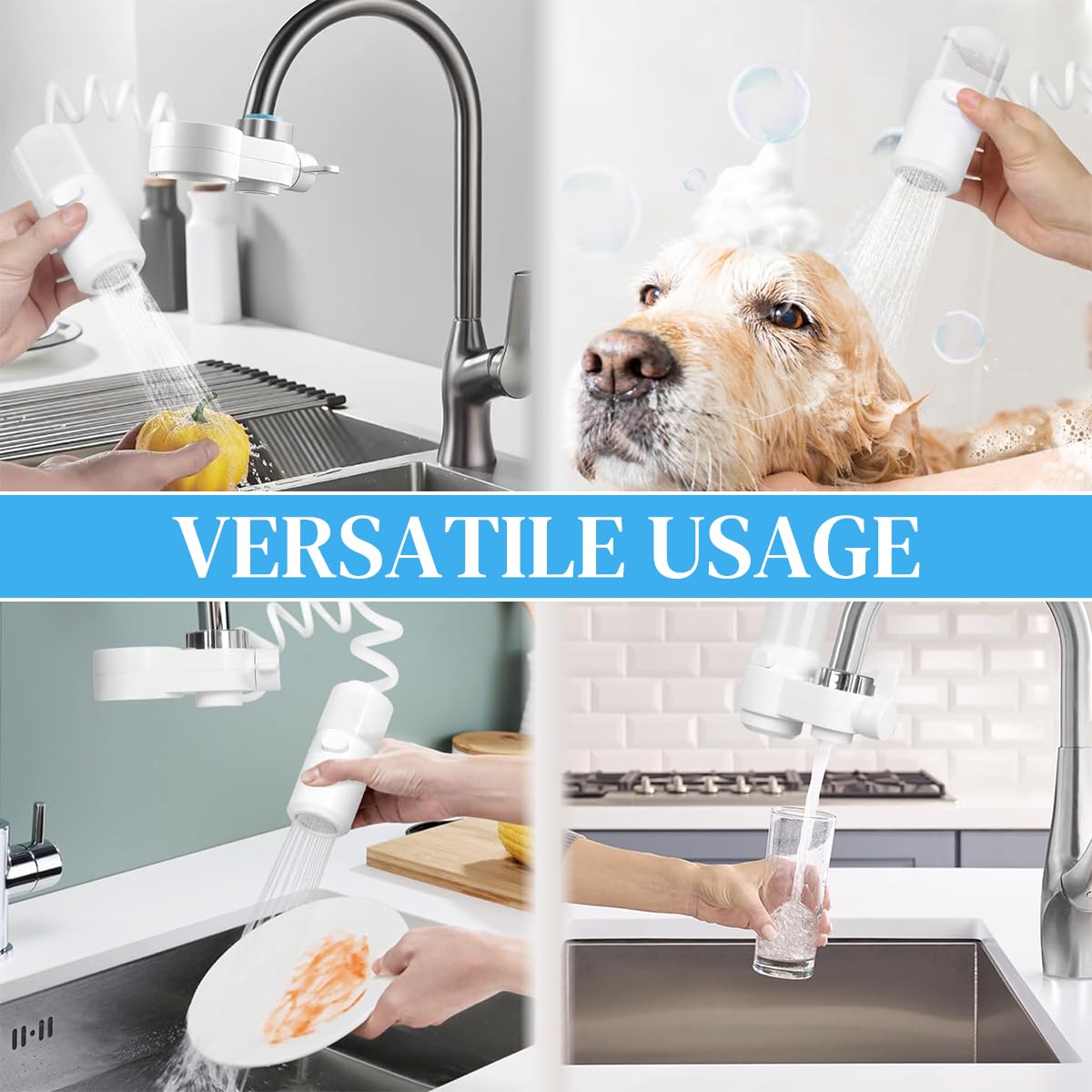 HASTHIP Kitchen Sink Faucet with 360° Flexible Dual Sprayer and Refillable Soap Dispenser | One Button Auto Mixing Design for Easy Cleaning