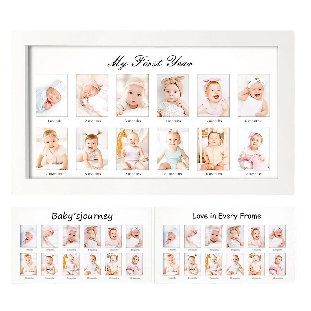 HASTHIP® Baby Photo Frame with 12 Photo Windows for Milestones– Hasthip