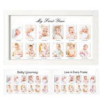 HASTHIP® Baby Photo Frame with 12 Photo Windows, Milestone Customised Picture Frame for Baby's First Years, Newborn Memory Keepsake, Baby Shower, Birthday Gift 20.5x34x3.8cm