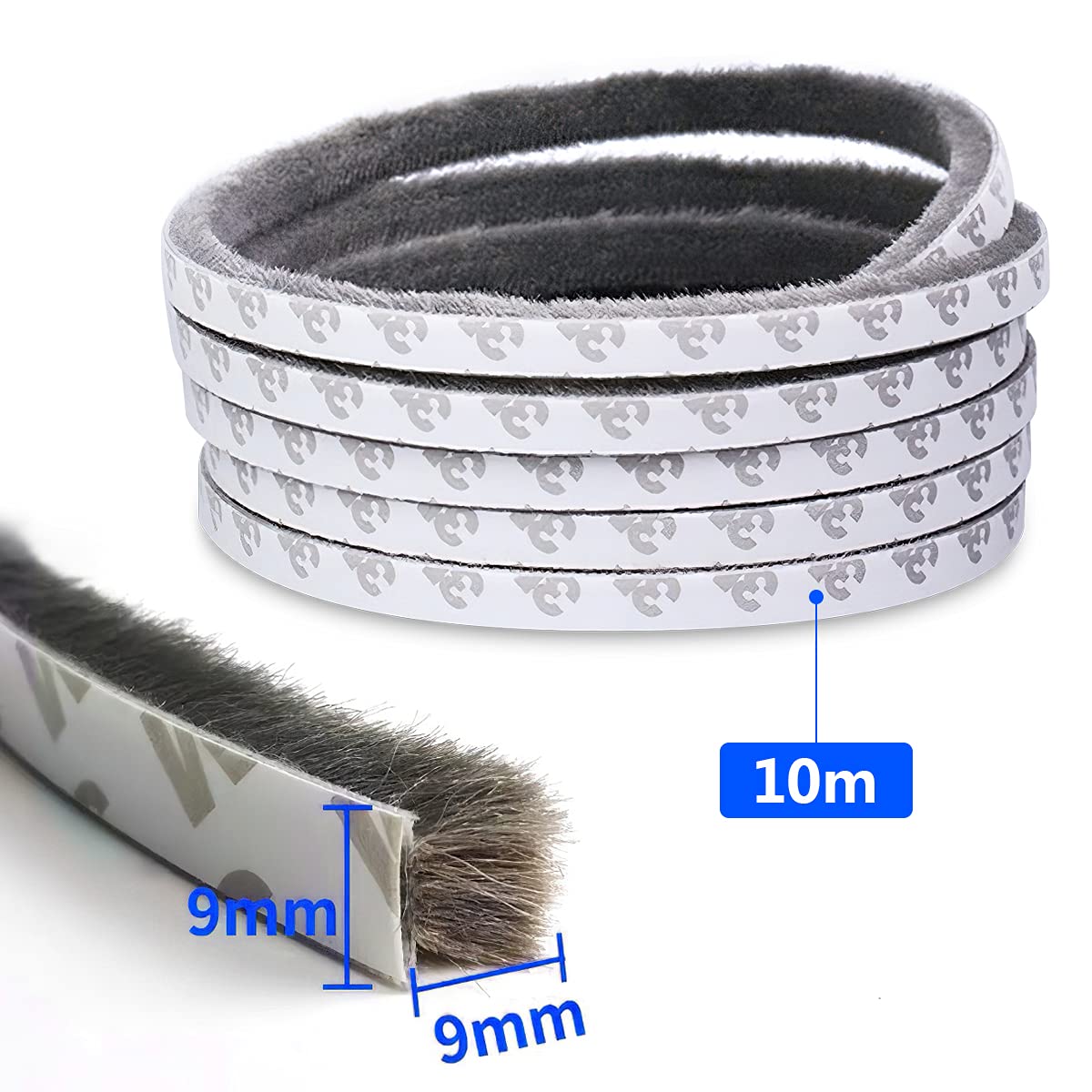 HASTHIP Door Sealing Strip for Doors and Windows featuring 10 m Self Adhesive Felt | Grey