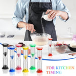 HASTHIP® 12 Pack Hour Glass Sand Timer Small Sand Clock Hourglass Kids Classroom Sandglass, 30Sec 1Min 2Mins 3Mins 5Mins 10 Minutes - 3.4in High