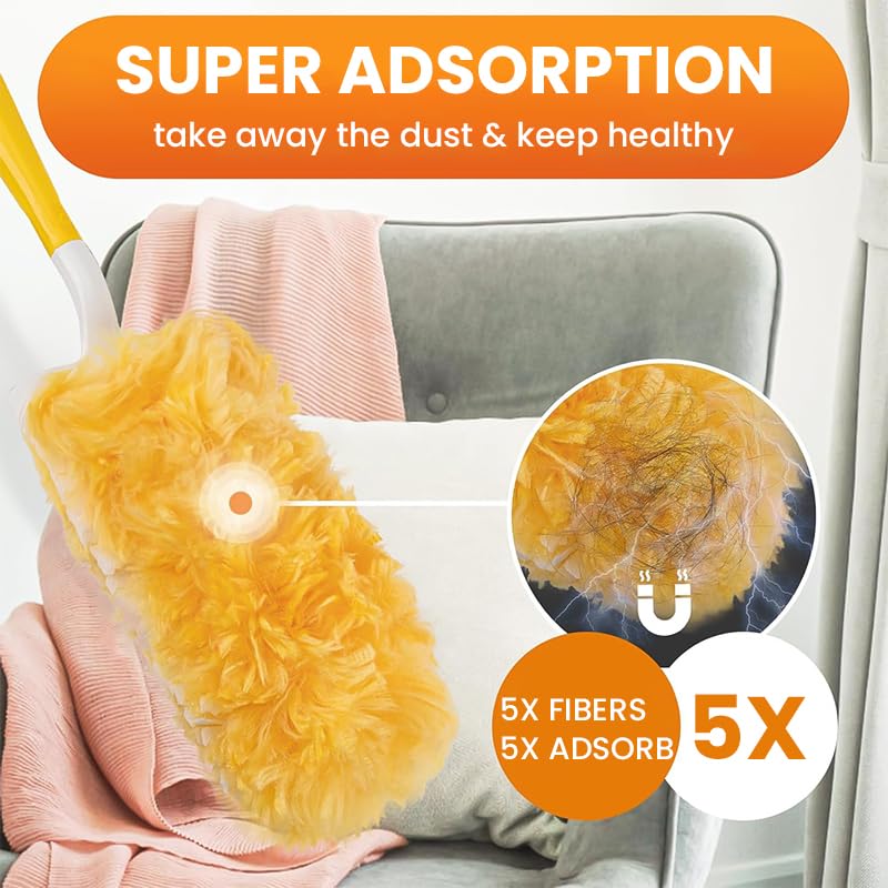 HASTHIP Double Sided Microfiber Duster with 20 Washable Refills for Home and Car Cleaning | Flexible Bendable Handle