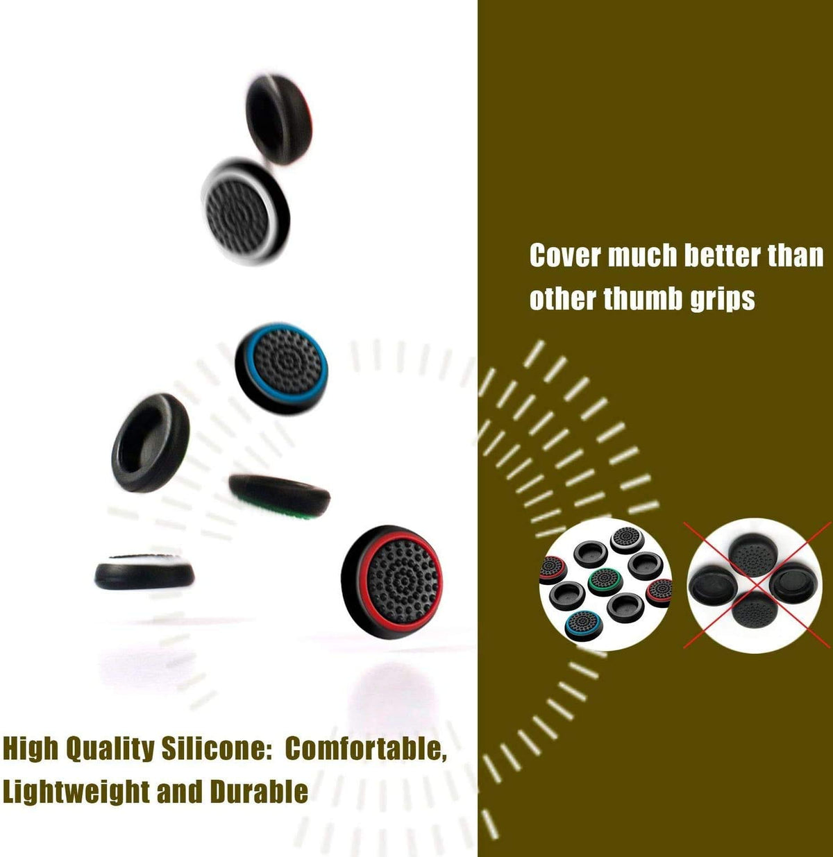 HASTHIP Controller Joystick Thumbstick Cover Caps Grips for PS4 with 6 Pairs Silicone | Comfortable Protection and Improved Grip
