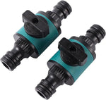 HASTHIP® 2 Pack Garden Hose Shut Off Valve Connectors Anti-Leak Water Pipe Joint Adapters for Irrigation System, Sprayers, and Lawn Sprinklers - Green
