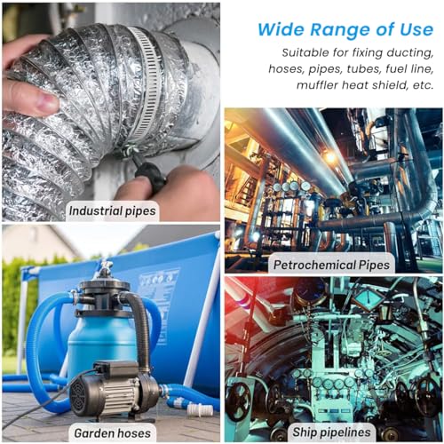 HASTHIP® 13.3ft Cuttable Hose Clamp Roll with 8 Bolt Attachments, 304 Stainless Stee Adjustable House Clamp Assortment Kit Worm Gear Band Hose Clamps Screw Clamps Duct Pipe Metal Clamp Strapping