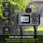 HASTHIP® Smart Garden Watering Timer Programmable Hose Faucet Timer with 2-Outlet LCD Digital Watering Timer IP55 Waterproof Outdoor Watering Timer Universal Watering Timer