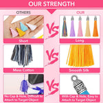 HASTHIP Tassels for Jewelry Making with 100 mixed colors and hanging loop design | 2.36 inch silky polyester set