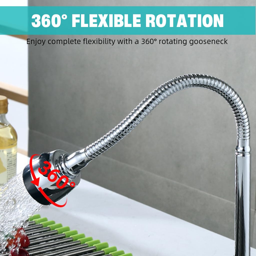 HASTHIP Wall Mounted Faucet for Kitchen and Bathroom featuring 360° Flexible Gooseneck | Zinc Alloy Construction with Switchable Water Modes