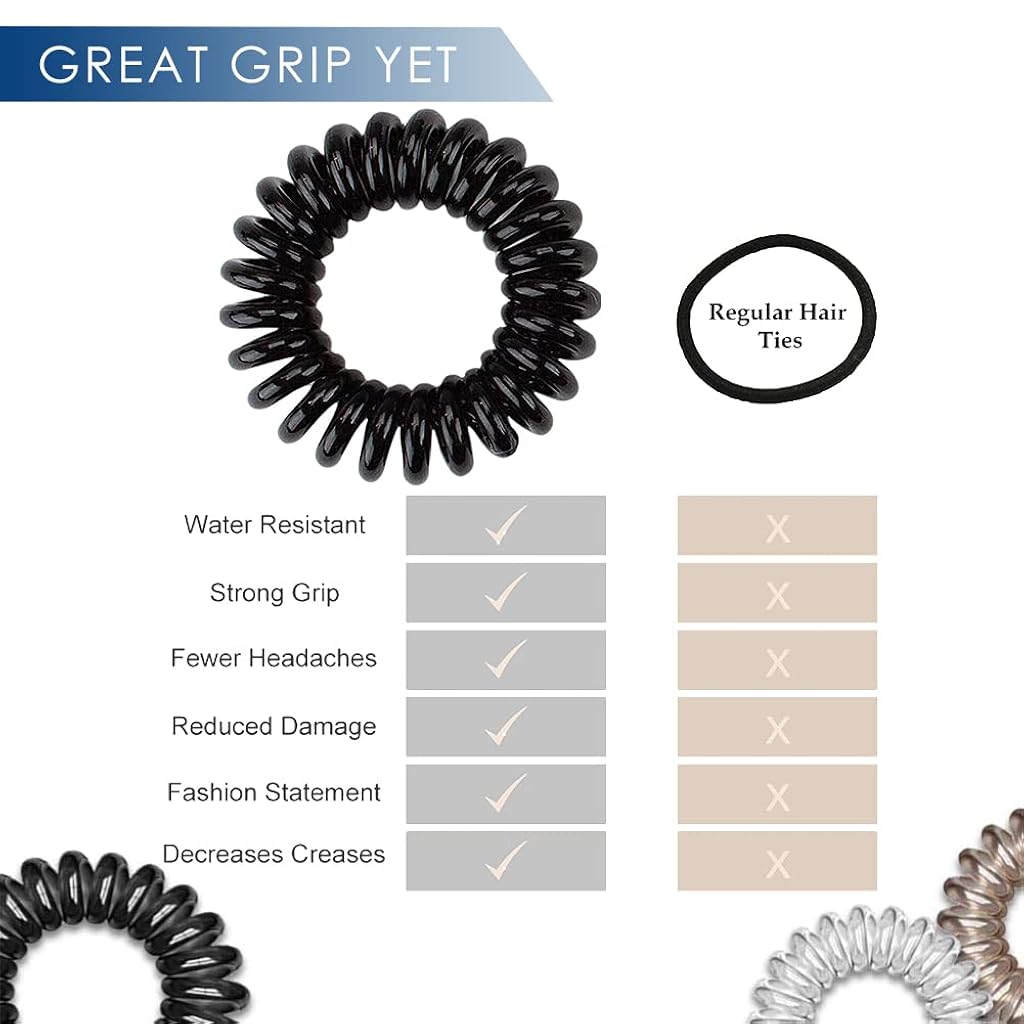 HASTHIP® Coleteros en Espiral para Mujeres y Niñas,9 Piezas Ligas Elásticas Antienredos,Bandas para Coleta de Plástico Espiral Resistentes y Elegantes Cabello Largo Medio