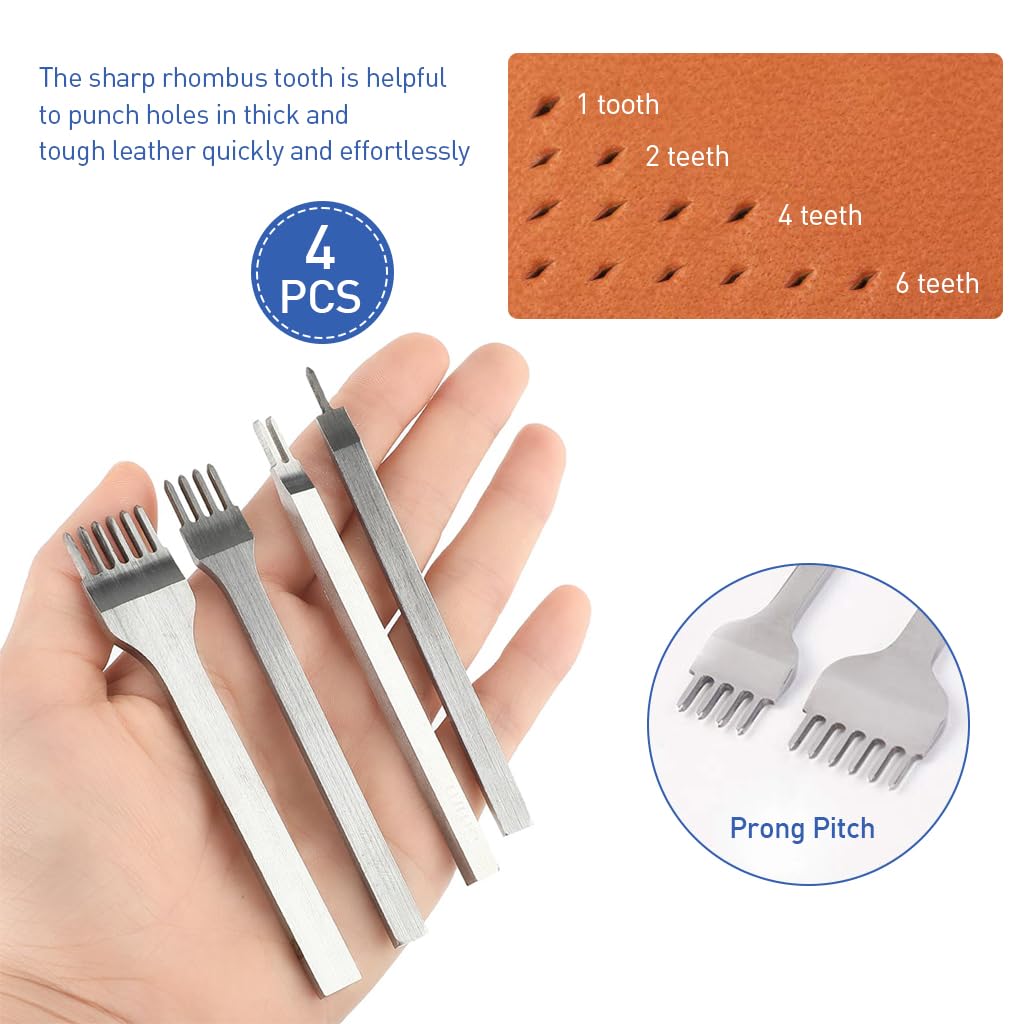 HASTHIP Leather Punches for DIY Leather Crafts featuring 4 Prong Sizes and Ergonomic Handle