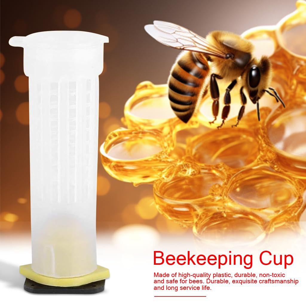 HASTHIP Queen Bee Cages for Safe Introduction with Candy Plug Bottom and Vented Design | 10Pcs 2.6cm x 7.8cm Reusable Plastic