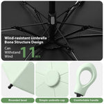 HASTHIP® Mini Sun Umbrella Automatic Open, UPF 50+ Automatic Open/Close Windproof Travel Folding Umbrella with 6 Strong Ribs Design, 99 UV Protection Fashion Outdoor Umbrella with Hanging Handle