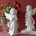 HASTHIP Praying Girl Angel Statue for Home Decor with Resin Wings | 3.54×7.48 in Memorial Ornament