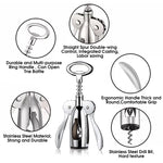 4 PCS Wine Opener Stainless Steel Corkscrew Set with Vacuum Wine Stopper, Wine Foil Cutter, Wine Aaerator Pourer Wine Corkscrew Supplies Set for Kitchen Restaurant Bars Gifts for Wine Lover