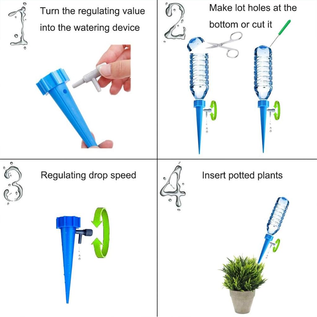 diy self-watering plant spikes HASTHIP Plant Watering Spikes with Adjustable Flow Valve - 6Pcs DIY Self