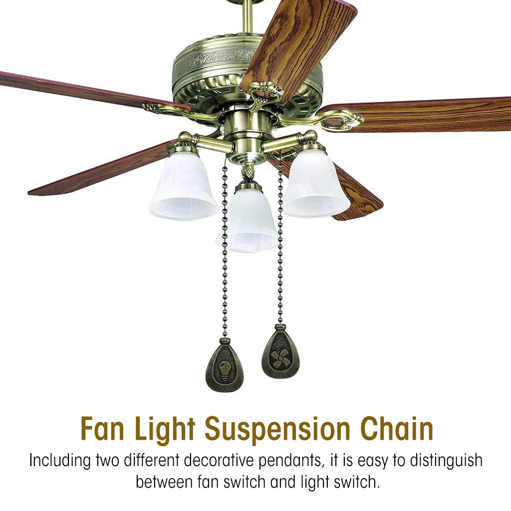 Bronze Ceiling Fan Pull Chain Set, Ceiling Fan Pull Chain Extender Bronze Pendant 12 Inch Chain Ornament Pendant Pull Chain with Connector Ceiling Fan Bulb&Fan Ceiling Fan Pull Chain (2 Pack)