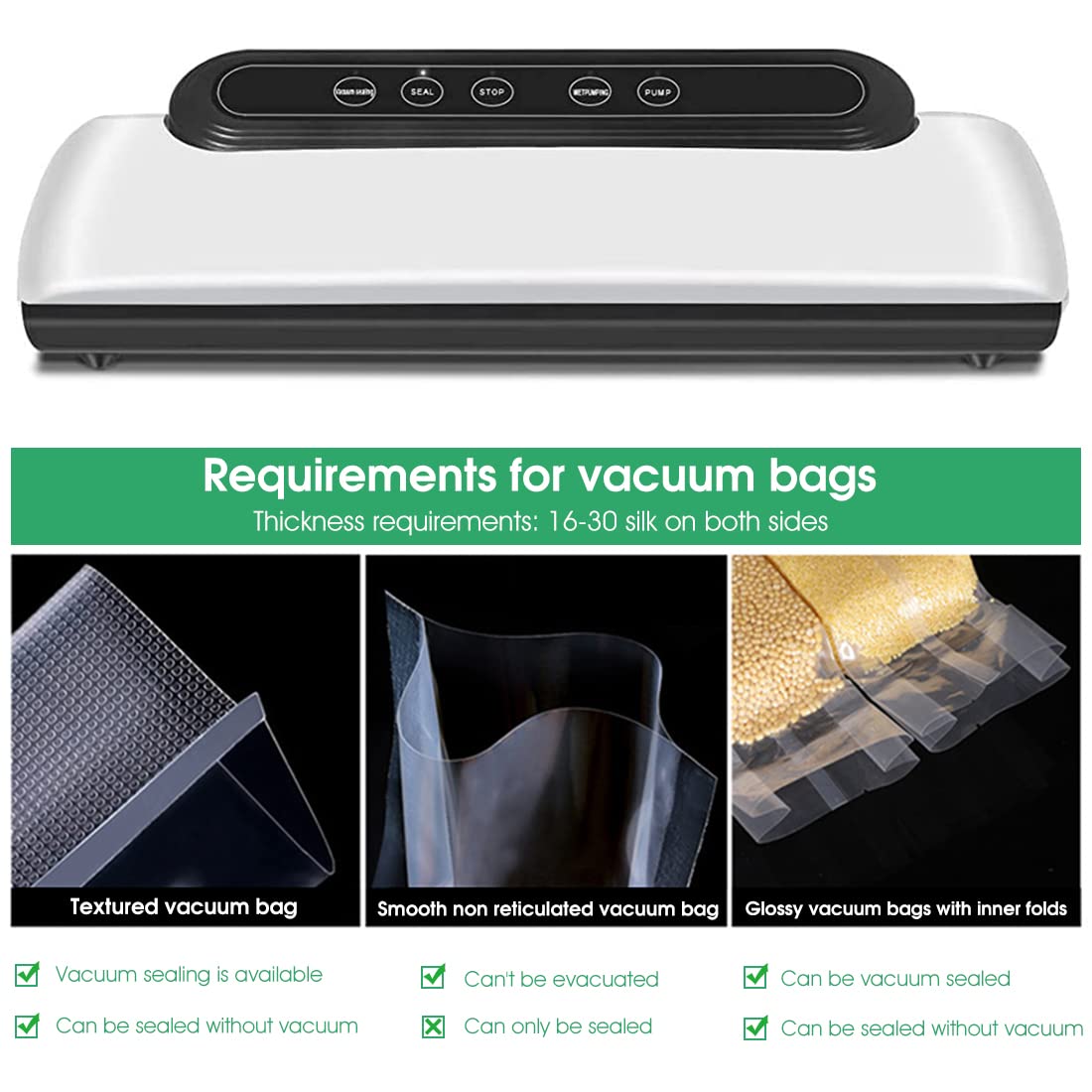 Vacuum Sealer, Automatic Food Sealer with Built-in Cutter& Roll