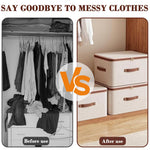 HASTHIP Storage Bins for Clothes with Dual Zipper and Reinforced Handles | 56L Foldable Cotton Linen Boxes