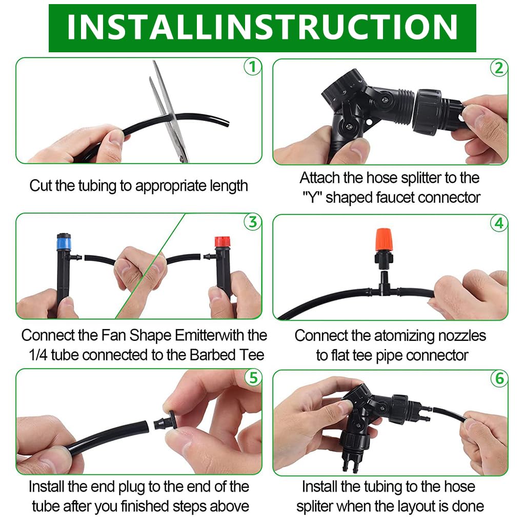 HASTHIP Slow Drip Irrigation System Kit for Gardens with 98ft Hose and 3 Sprinkler Types