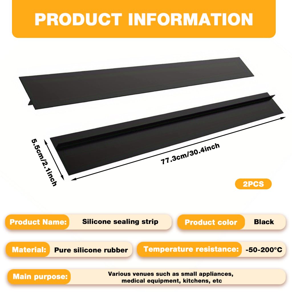 HASTHIP Silicone Stove Gap Filler for Kitchen Gaps featuring Trim to Fit Design 30 in Black