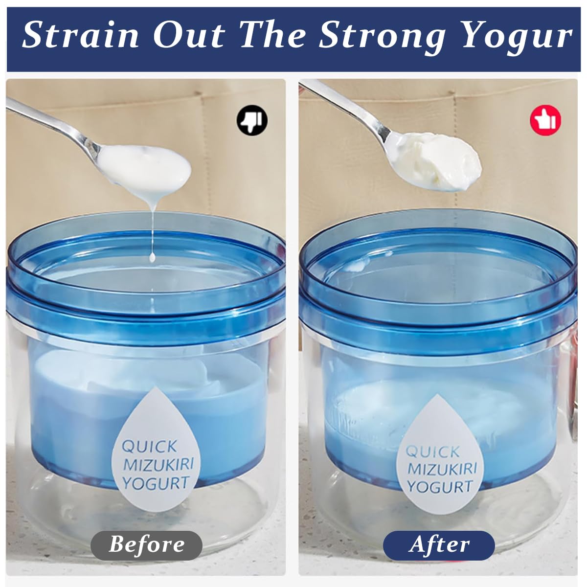 HASTHIP Greek Yogurt Strainer for Homemade Thick Yogurt 450g with Spring Loaded Press | BPA Free