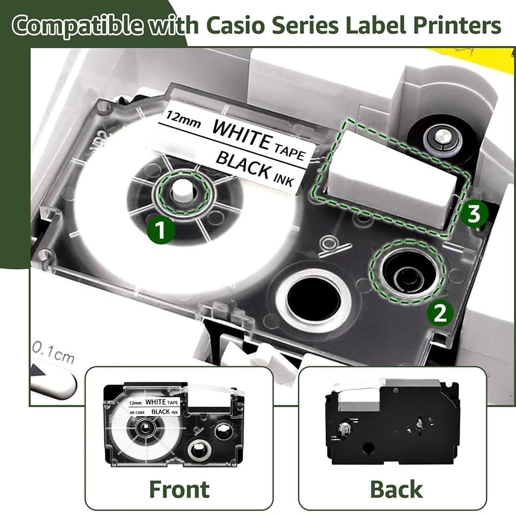 HASTHIP 12mm Label Tape Compatible with Casio Label Printers