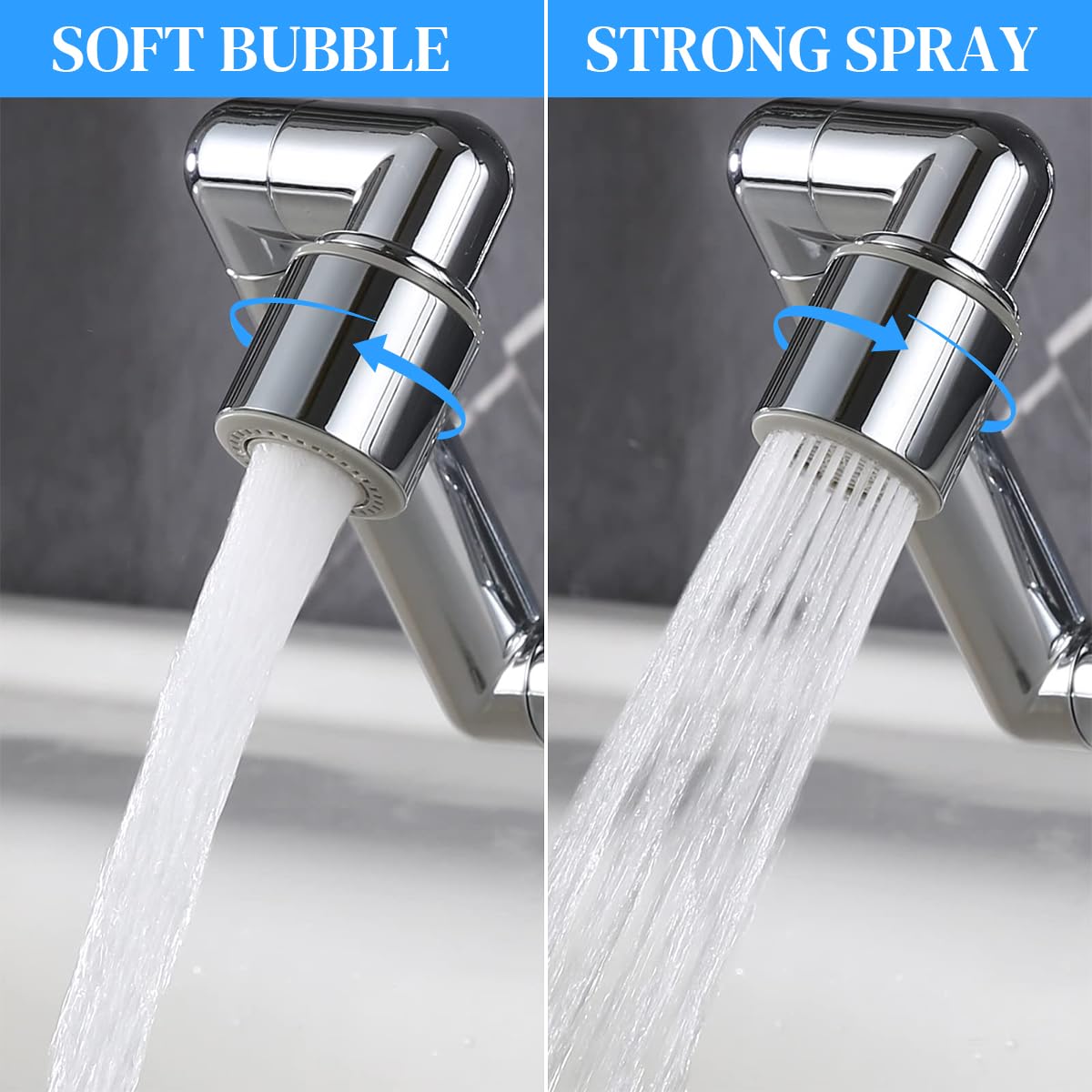 HASTHIP Faucet Extender for Kitchen and Bathroom with 1440° Swivel Arm and Brass Body | 2 Water Flow Modes