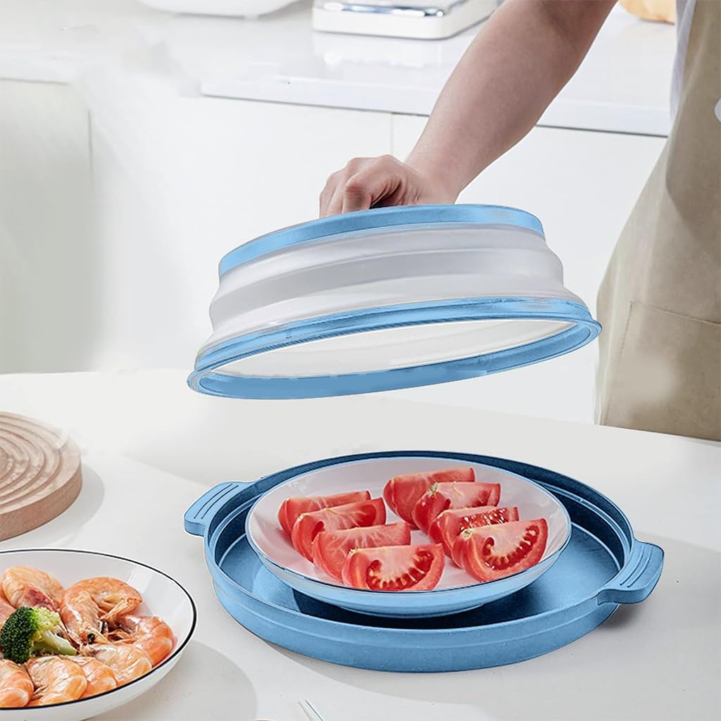 HASTHIP Microwave Plate Cover Tray for Splatter Protection with 10.5 in Vent Lid Blue 2PCS