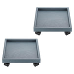 HASTHIP® 10'' Square Mobile Planter Tray with 4 Wheels, Rolling Plant Caddy Saucer, Resin Plant Stand with Smooth Casters for Indoor & Outdoor Use, Grey