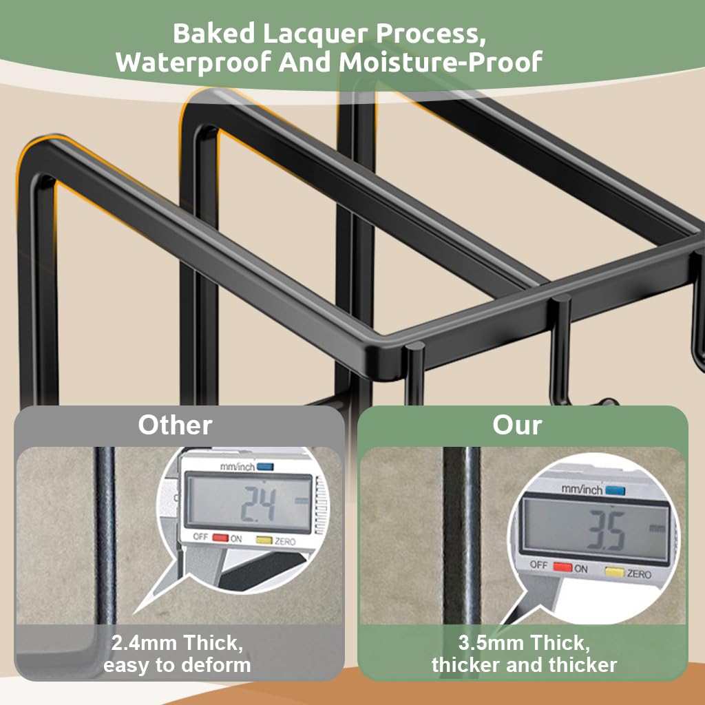 HASTHIP Kitchen Sink Organizer for Countertop Storage with Drainer Panel 24.5 x 14 x 28cm | Carbon Steel Black Rack