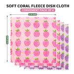HASTHIP Reusable Kitchen Towels 30x30cm for Cleaning with Soft Coral Fleece | 4Pcs Set