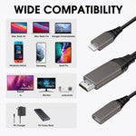HASTHIP® USB C to HDMI Cable 6FT,4K@30Hz USB C to HDMI Adapter with 60W PD Charging,HDR High-Speed Compatible with MacBook Pro/Air Samsung Galaxy S23/S22/S10/S9 Switch Dell XPS LG More