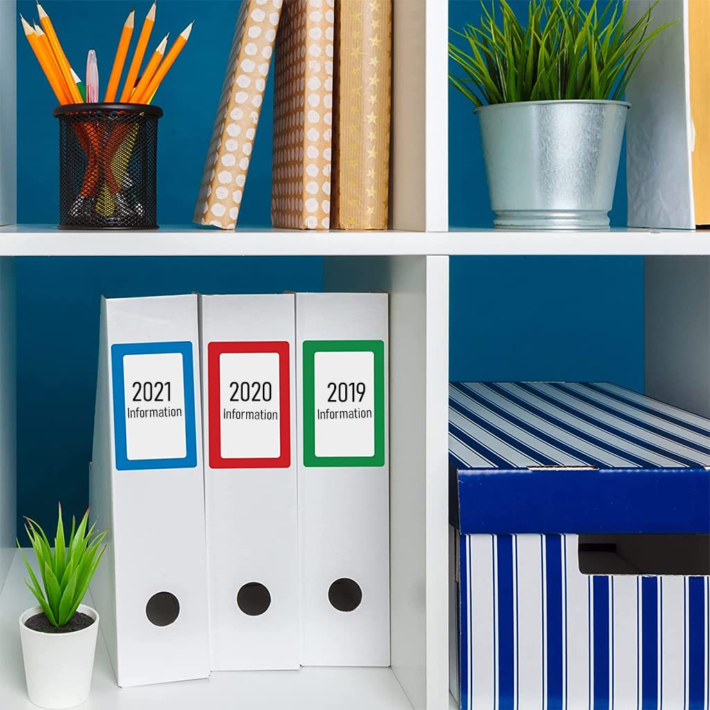300 Sheet Colored Label Stickers, 3.5"x2.3" Self Adhesive Tags 4 Colors Name Tag Sticker for Office, School, Classroom, Meeting, Kindergarten, Parties, Warehouses, Clothes and Mailing