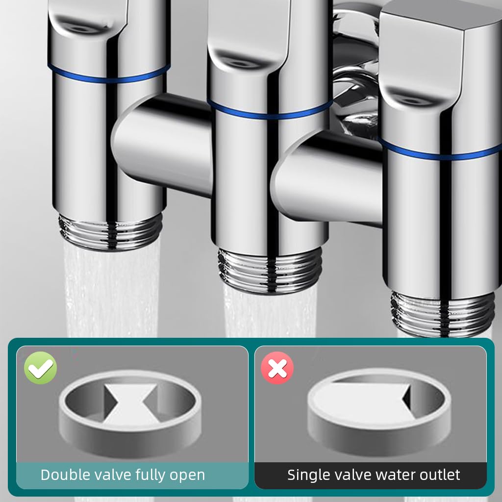 HASTHIP 3 in 1 Faucet Tap for Shower and Washing Machine with Independent Valve Control | Stainless Steel 1/2 Inch Universal Design