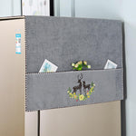 HASTHIP Fridge Dust Proof Cover for Double Door Use with Side Pockets 21.6 x 55 in Grey | Chenille Plush Design