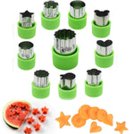 HASTHIP Fruit Vegetable Cookie Cutters Set for Baking and Bento Crafts with PP Handle | 10 Pcs Stainless Steel Molds for Kids Decorating