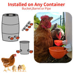 HASTHIP Chicken Drinking Cup for Barrel Feeders with Auto Refill Mechanism Set of 5 | Plastic Poultry Waterer