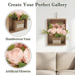 HASTHIP Artificial Flower Wall Decor with Wooden Frame and Realistic Peony & Hydrangea Blooms