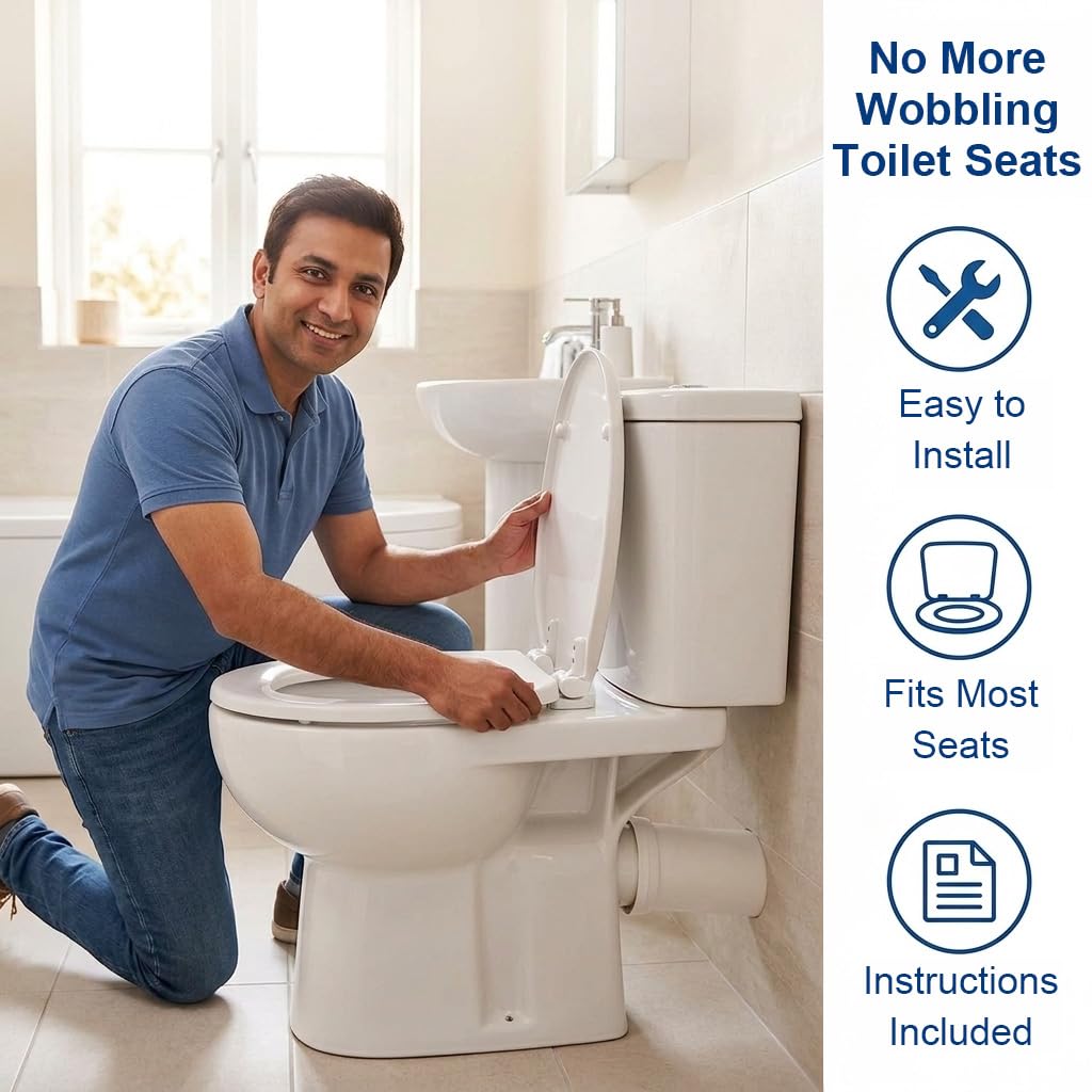HASTHIP Toilet Seat Replacement Hinges, White Plastic DIY Kit with Bolts, Screws and Nuts